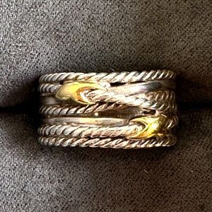 DAVID YURMAN • Double 18K Gold X Crossover Ring